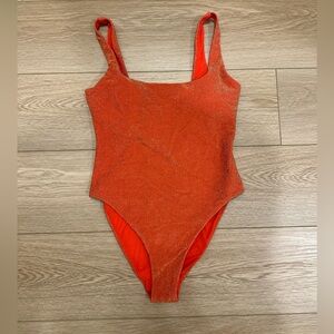 Aerie Orange Shimmer One-Piece Swimsuit